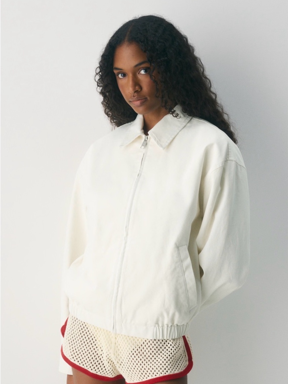 Aritzia Off-White Bomber Jacket